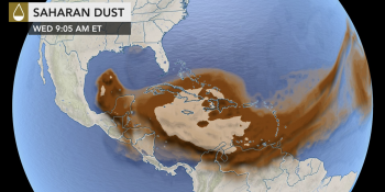 Dust in the wind: Enormous cloud stretches clear across Atlantic Ocean